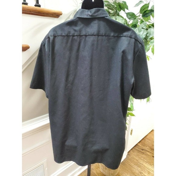 Dickies Men Solid Black Polyester Short Sleeve Collared Button Down Shirt XL - Picture 5 of 8
